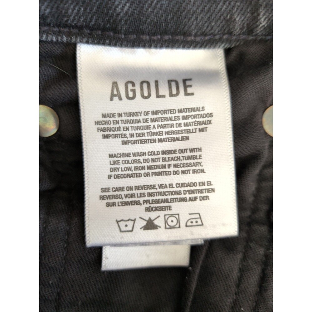 Agolde Riley High Rise Straight Crop Jeans Panoramic Black Size 26 - Picture 3 of 7